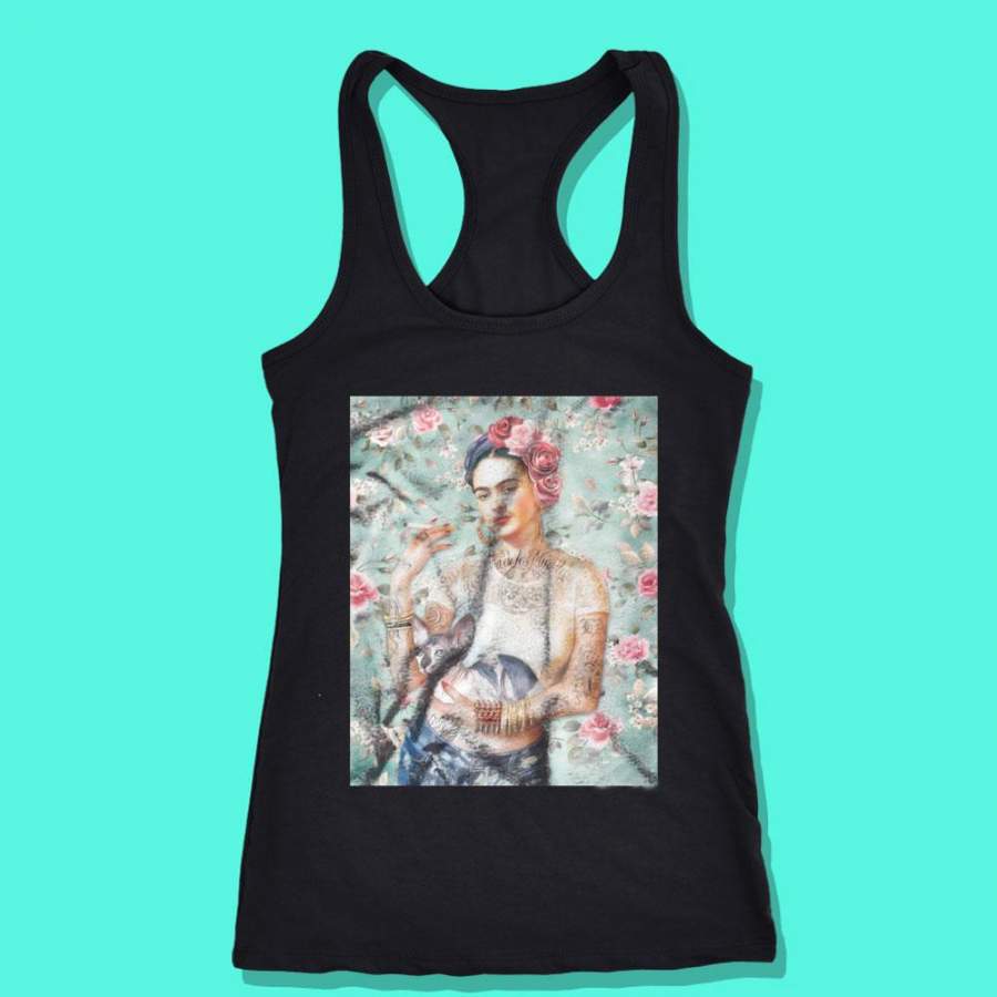 Bad Mexican Female Artist With Cat Women’S Tank Top Racerback