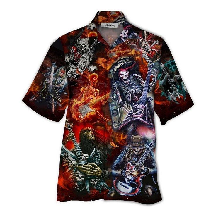 Guitar Skull All Over Printed Hawaiian Shirt Ha96098