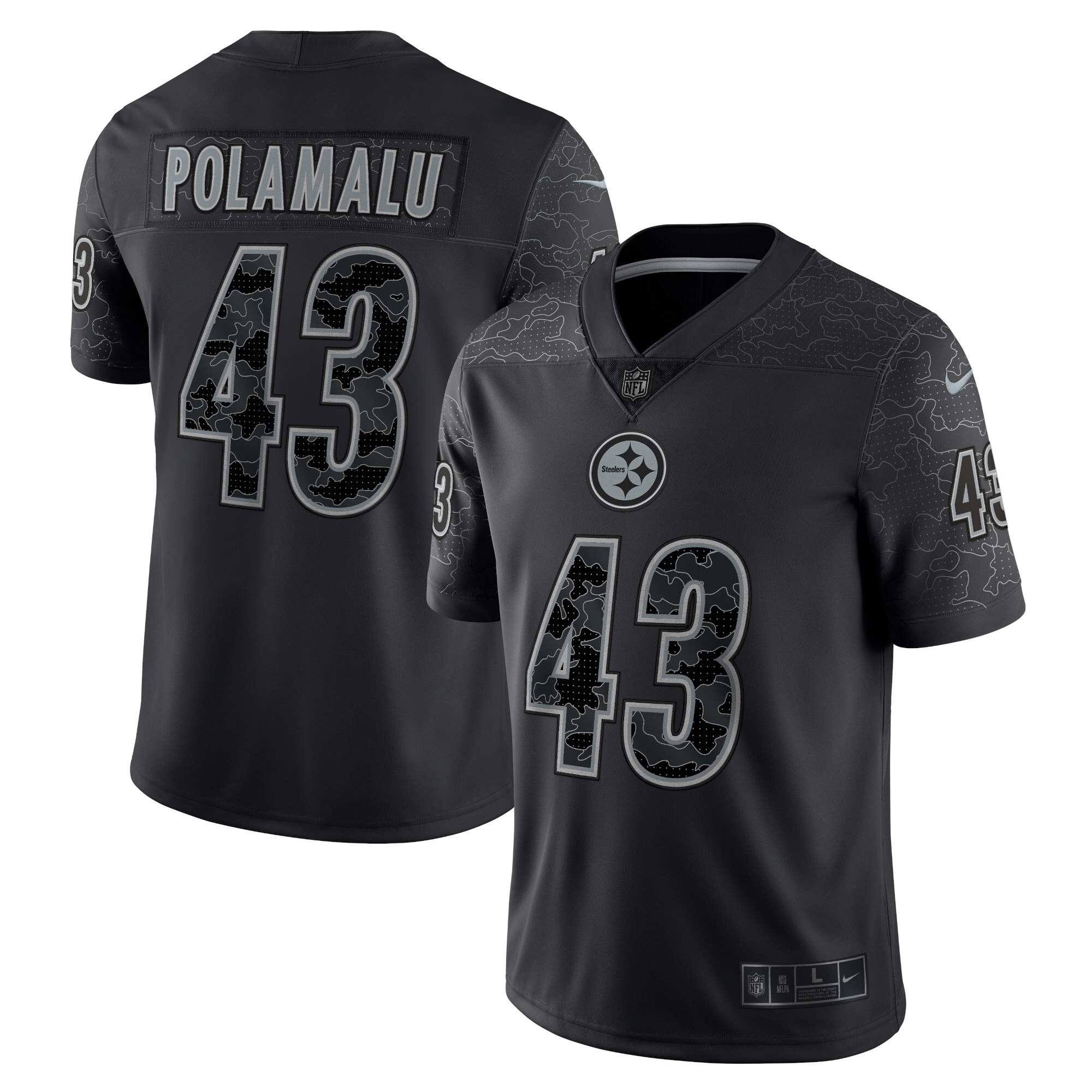 Men’s Pittsburgh Steelers Troy Polamalu Black Retired Player RFLCTV Limited Jersey