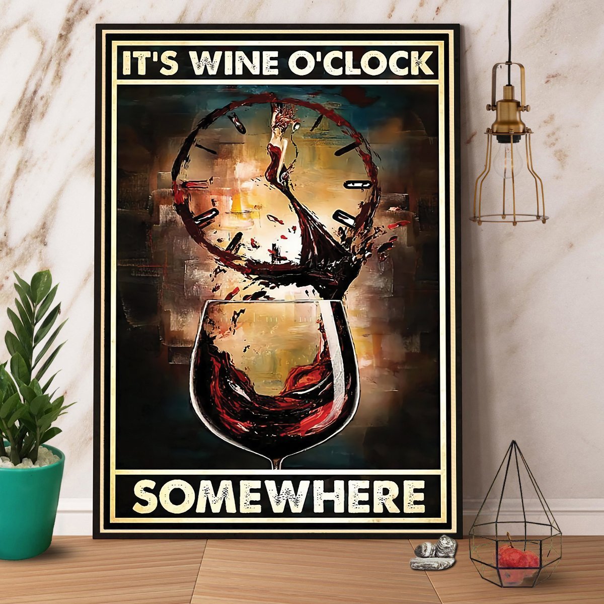 Wine It’S Wine O’Clock Somewhere Vintage Poster No Frame