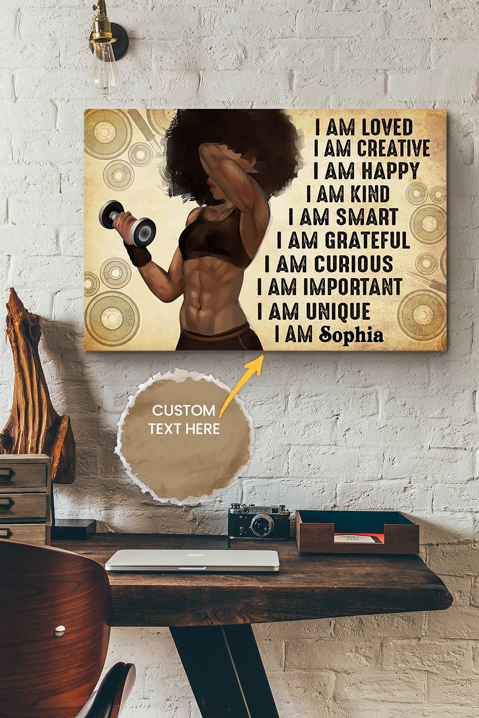 Fitness Quotes Personalized Poster – Women Wall Art – Gift For African Woman Home Decor Gymer Wrapped Canvas