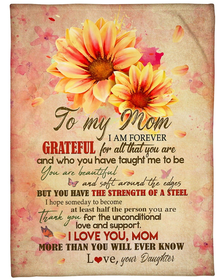 To My Mom You Are Beautiful, Fleece Blanket – Quilt Blanket, Mother S Day Gift From Daughter To Mom, Meaningful Mother S Day Gift, Home Decor Bedding Couch Sofa Soft And Comfy Cozy