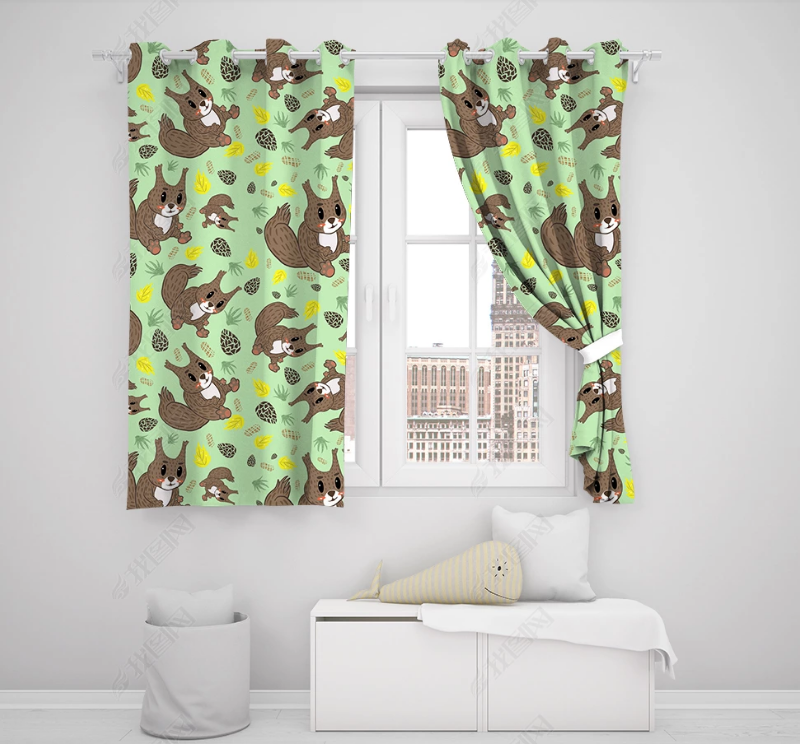 3D Hand Drawn Squirrel Animal Curtains And Drapes Lqh 169