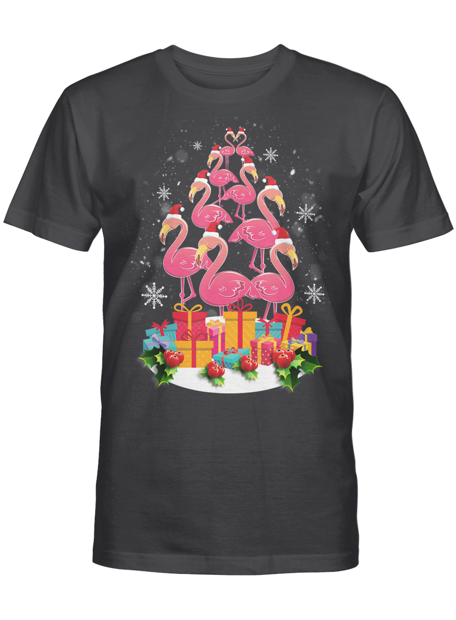 AmazeStyleZ Santa’s Reindeer, Ugly Christmas Sweater, Christmas Gift Ideas, Flamingo Christmas Tree Gift T-Shirt For Men Women