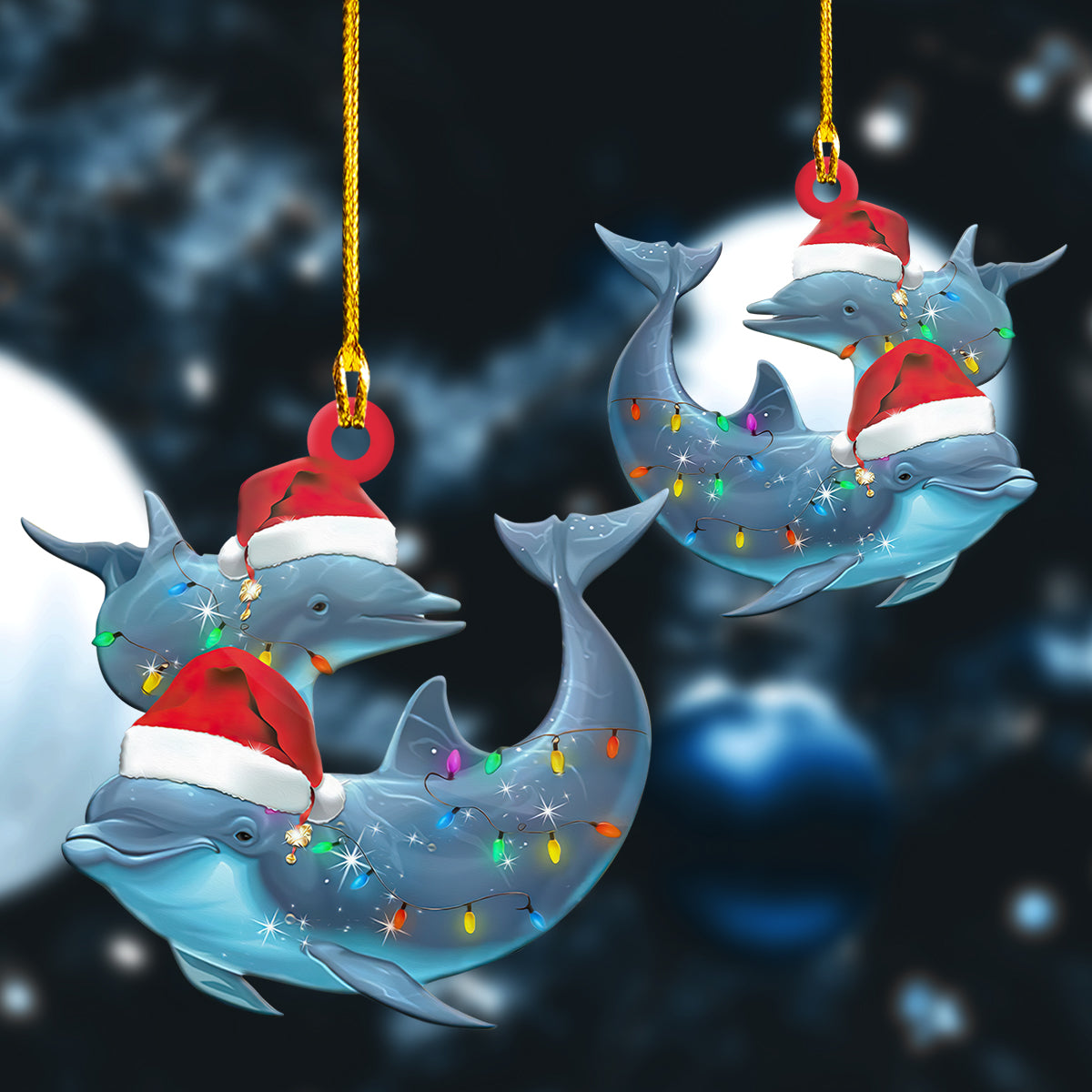 Custom Shaped Ornament –  Dolphin 044 – Dat93