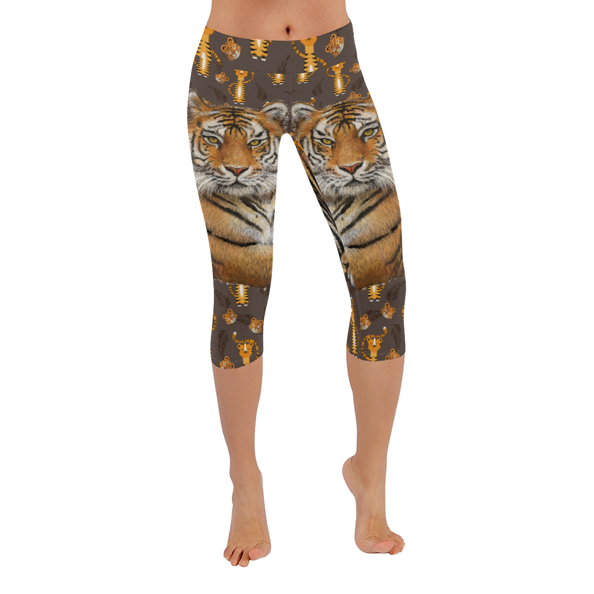 Tiger Low Rise Capri Leggings (Invisible Stitch) (Model L08)