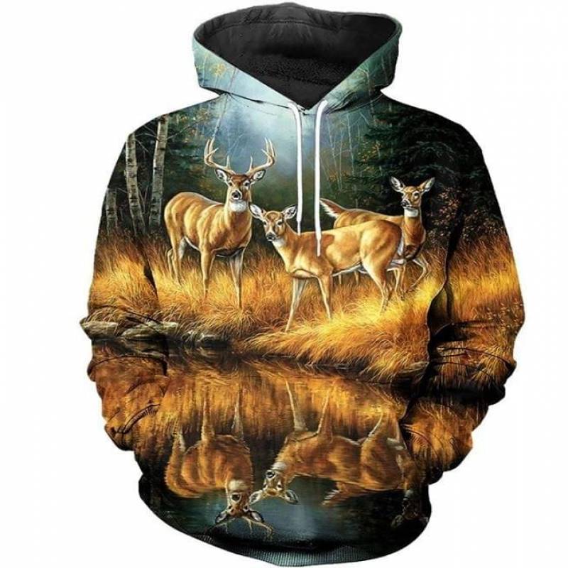 Whitetail Deer In Forest Wild Art Best Gift For Your Friends Who Love Animal And Nature All Over Print Hoodie S-5Xl