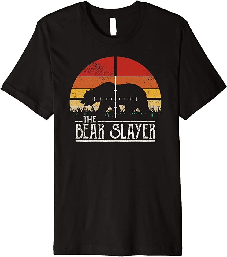 Vintage Sunset Retro Style Bear Hunting Bear Slayer Premium T-Shirt