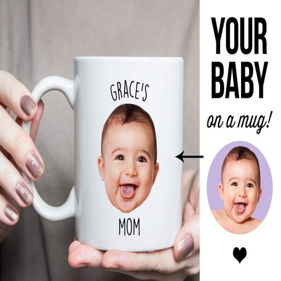 Personalized Baby Mug, Custom Baby’s Photo and Name Mug for Mom