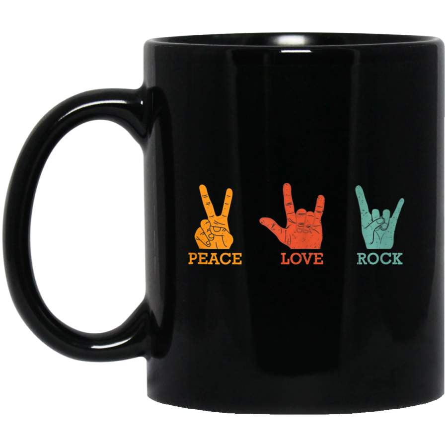 Classic Peace Love Rock Vintage Concert Band Gift Coffee Mug