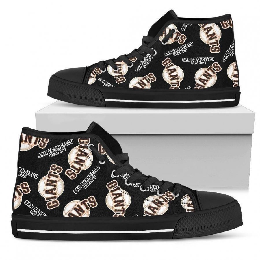 Script Logo Pattern San Francisco Giants High Top Shoes #462