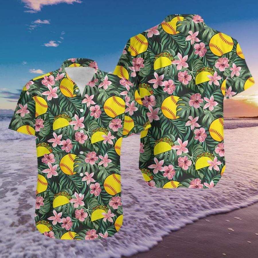 Softball And Tacos Floral Hawaii Aloha Shirts Fantastic Ha85366