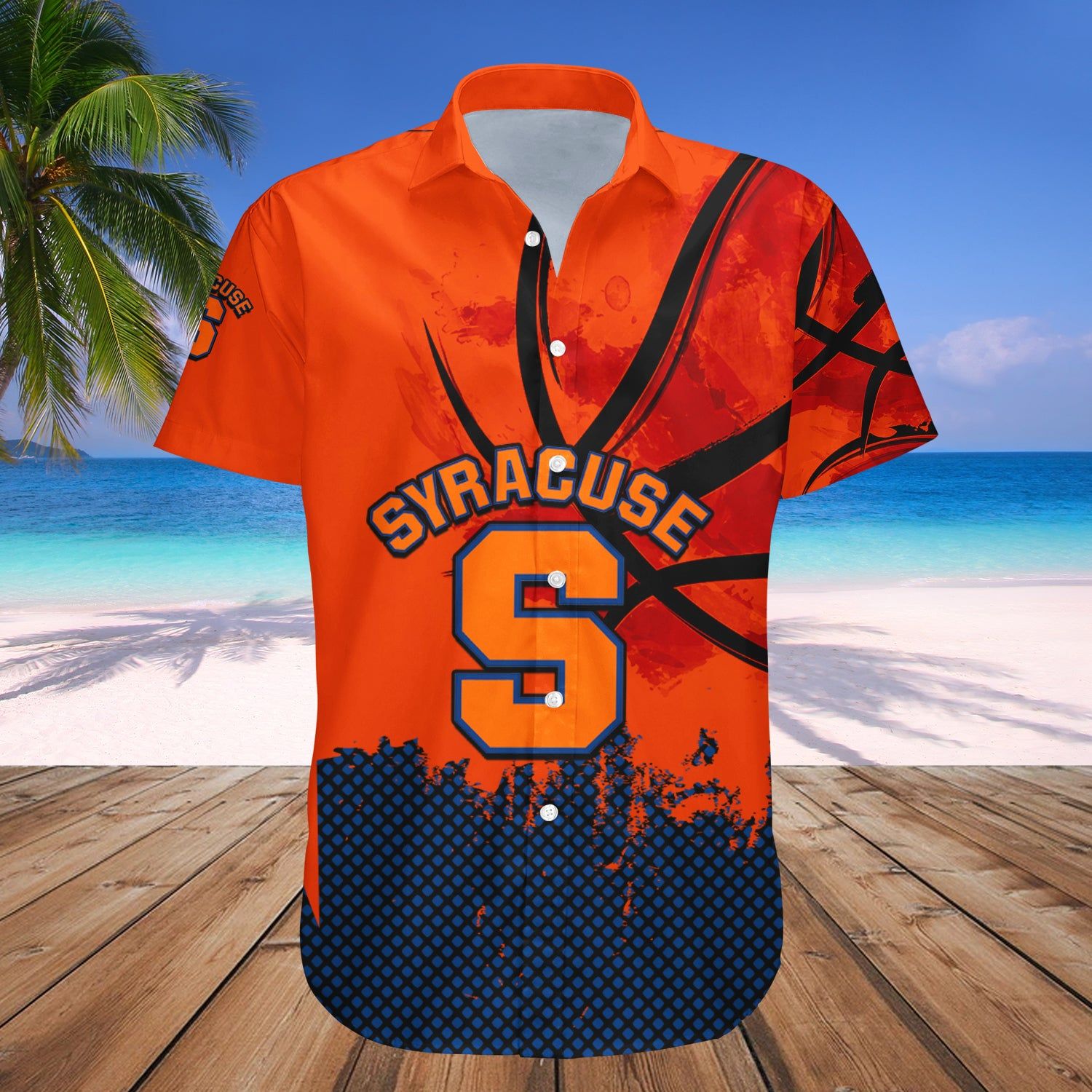 Syracuse Orange Hawaii Shirt Basketball Net Grunge Pattern – NCCA