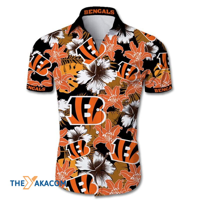 Cincinnati Bengals Nfl Team Gift For Fan Tropical Flower Short Sleeve Hawaii Shirt Ha26730