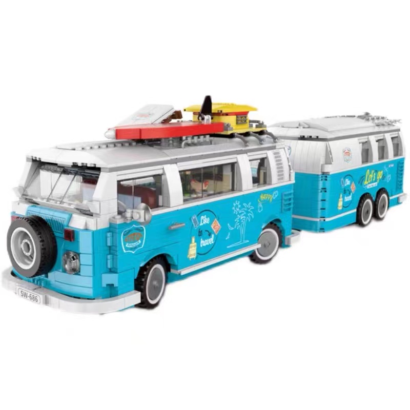 Creative Series T2 Camper Car Model Compatible With 10279 19009 10510 Building Block Toys For Kids Boys Girls Gift alx