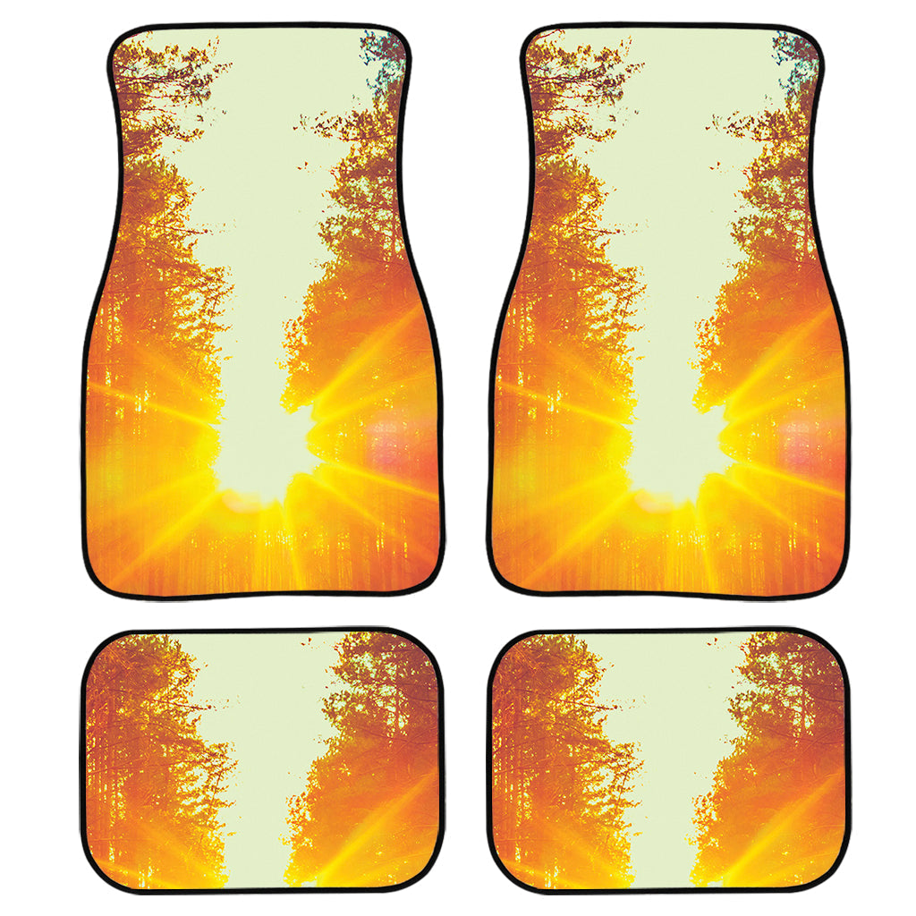 Sunrise Forest Print Front And Back Car Floor Mats, Front Car Mat