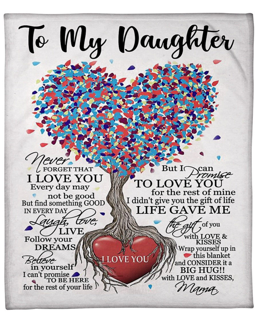 To My Daughter Heart Tree Life Gave Me A Gift Of You Fleece Blanket Gift For Family, Birthday, Daughter, Mother To Daughter Gift Home Decor Bedding Couch Sofa Soft And Comfy