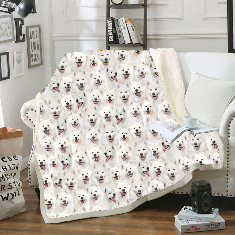 Samoyed Dog Face Printed Blanket Dogs Blanket Design