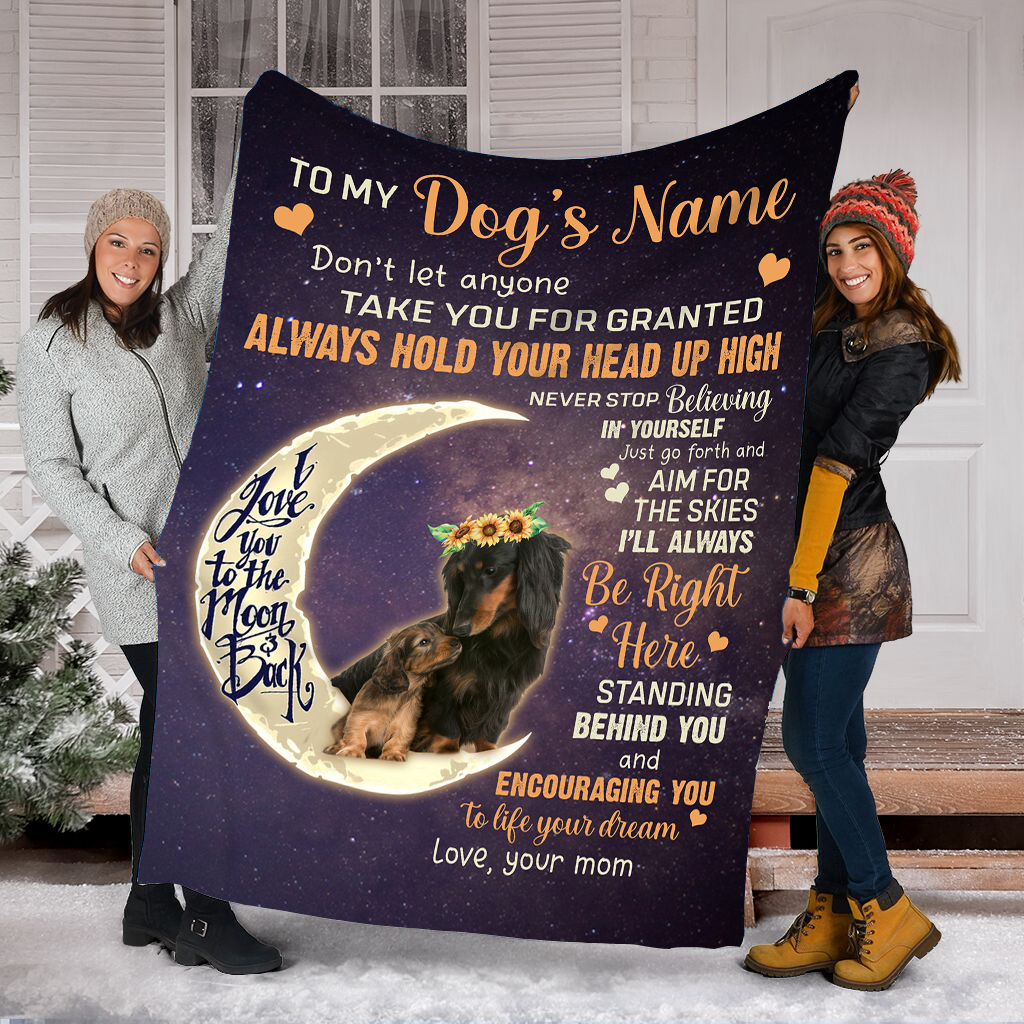 [Personalized Name] Dachshund Dog Winter – Unique Gifts Ideas For Home Decor Gifts For Family – Fleece Blanket Sherpa Blanket