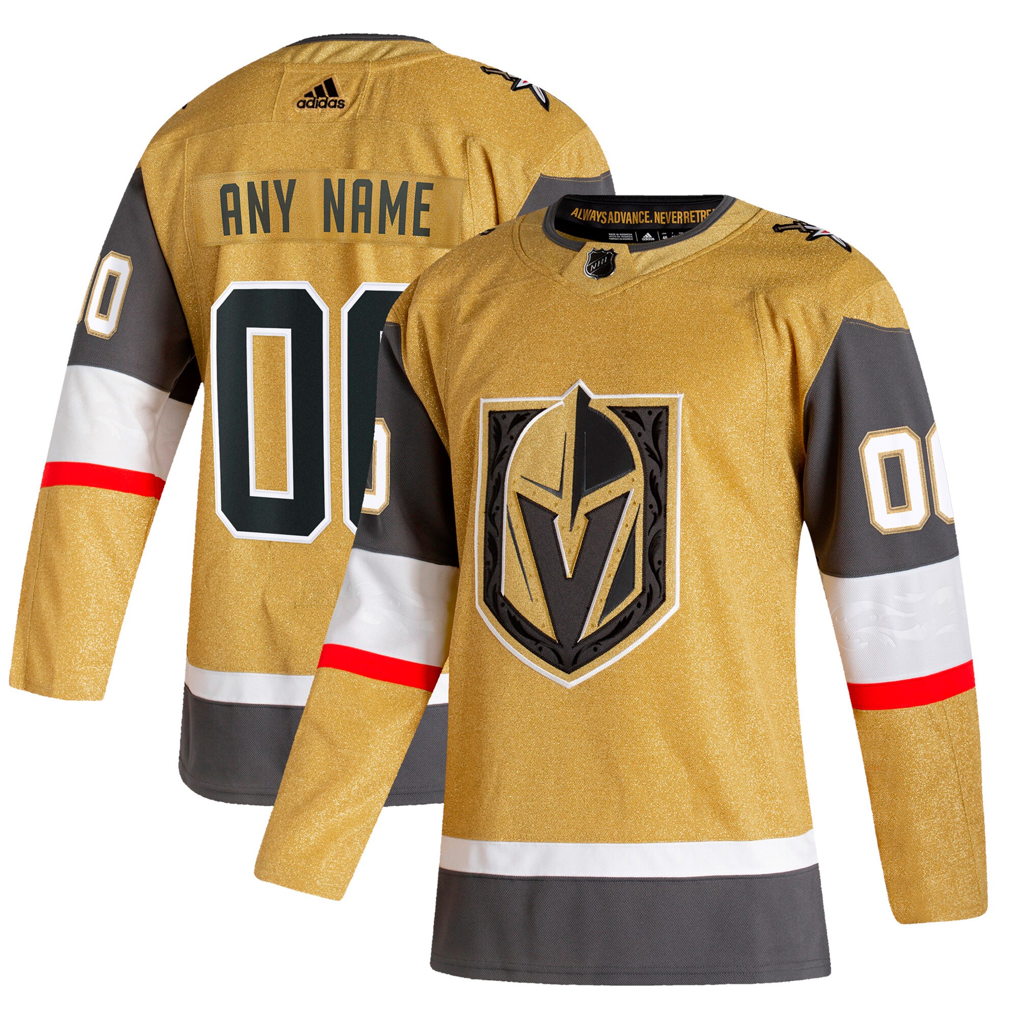 Men's Vegas Golden Knights adidas Gold Home Authentic Custom Jersey