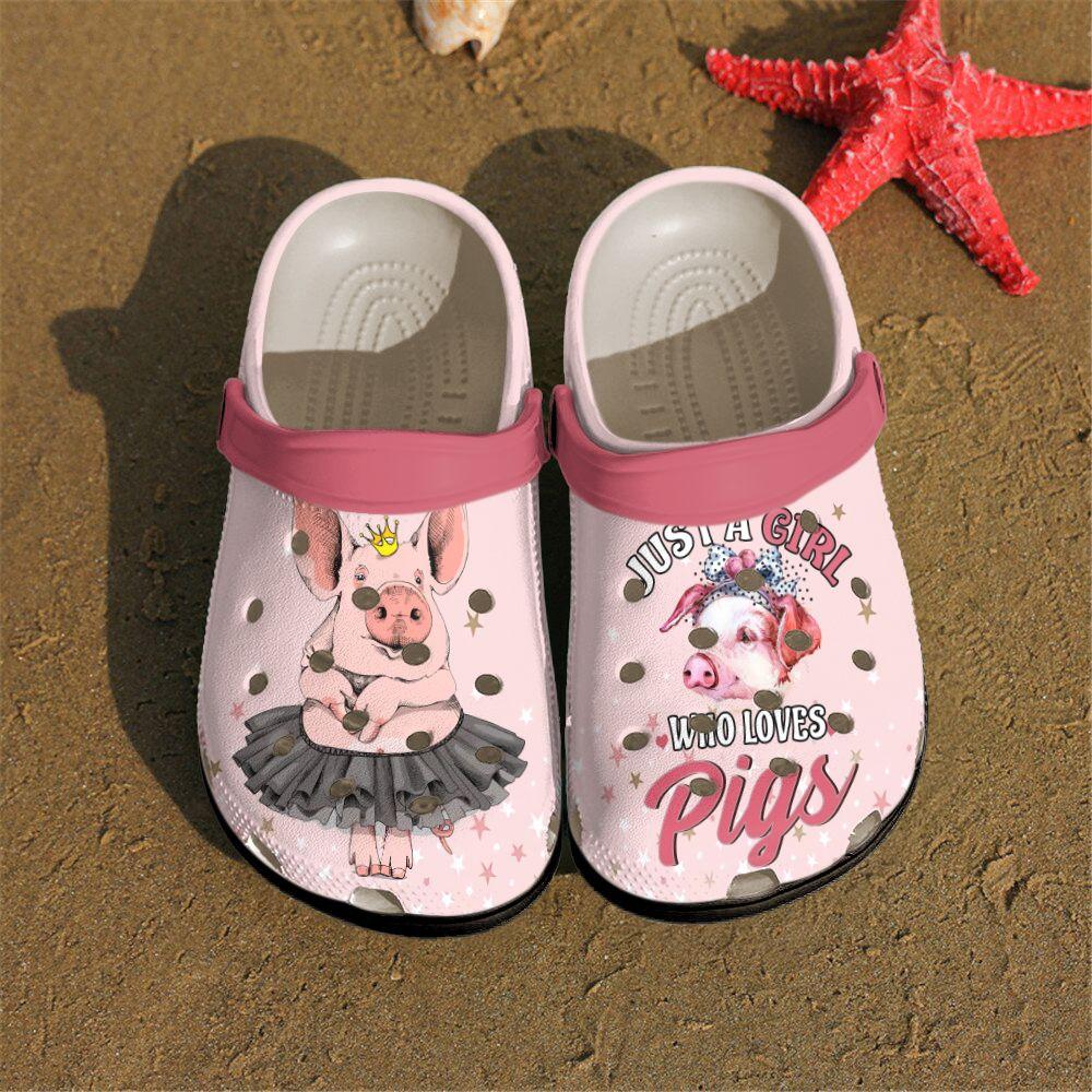 Pig Personalized Clog, Custom Name, Text, Color, Number Fashion Style For Women, Men, Kid, Print 3D Just A Girl Who Loves Pigs