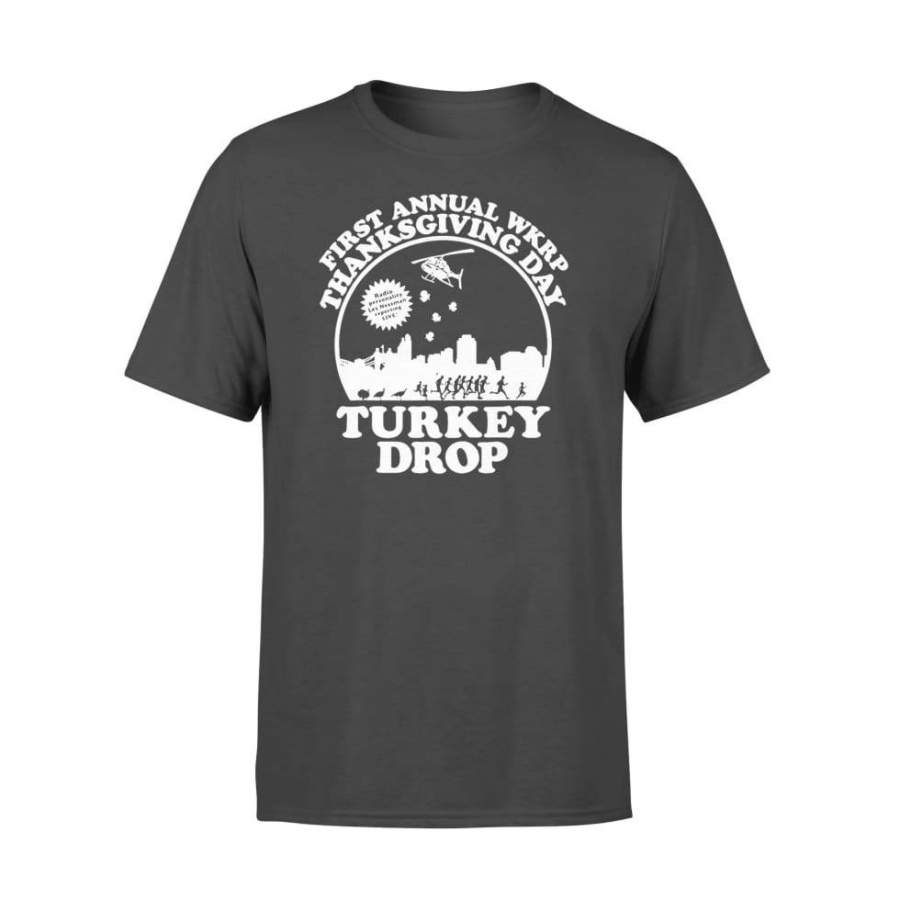 Funny Turkey Thanksgiving Day Shirt Wkrp-Turkey-Drop Vintage – Standard T-shirt