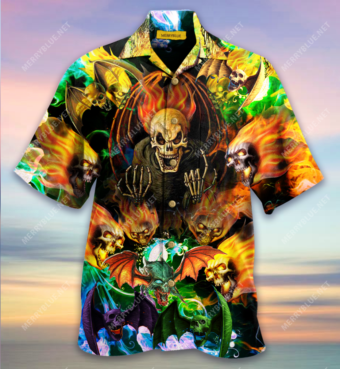 Skull With Bat Wings Hawaii Shirt Ha47754