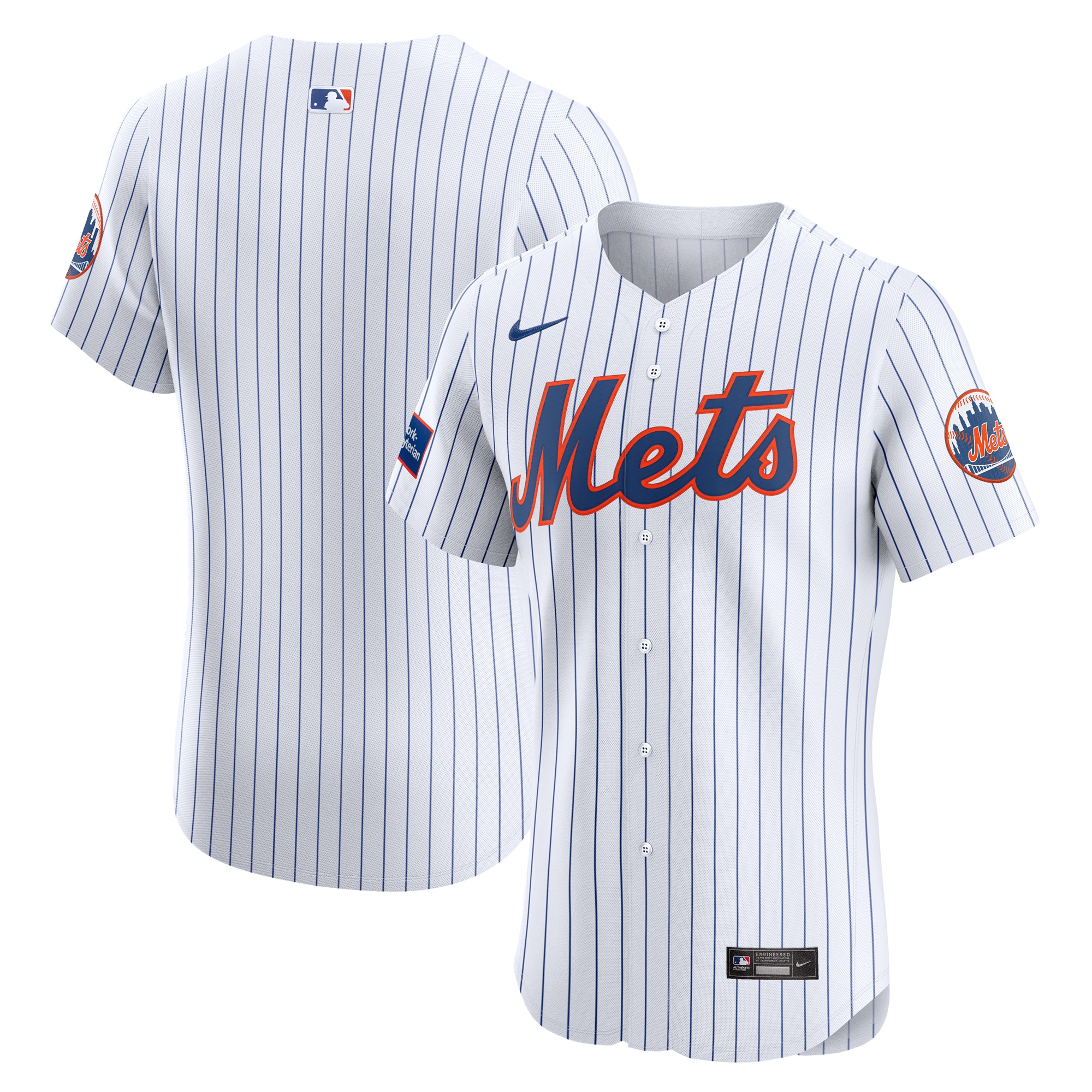 New York Mets Home Elite Patch Jersey – White