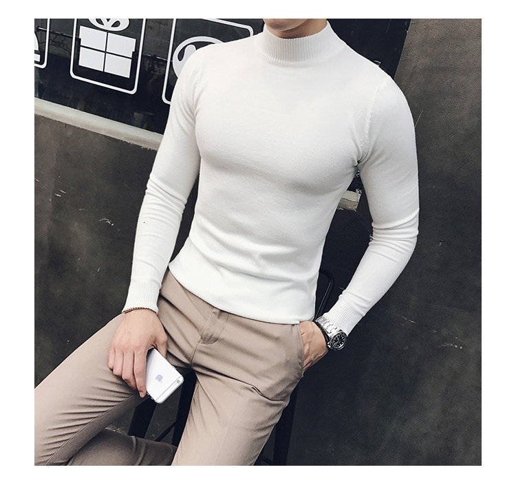 2022 Autumn New Men’s Turtleneck Sweaters Male Slim Fit Solid Color High Neck Sweater Men Long Sleeve Knitted Pullover Tops 3XL alx