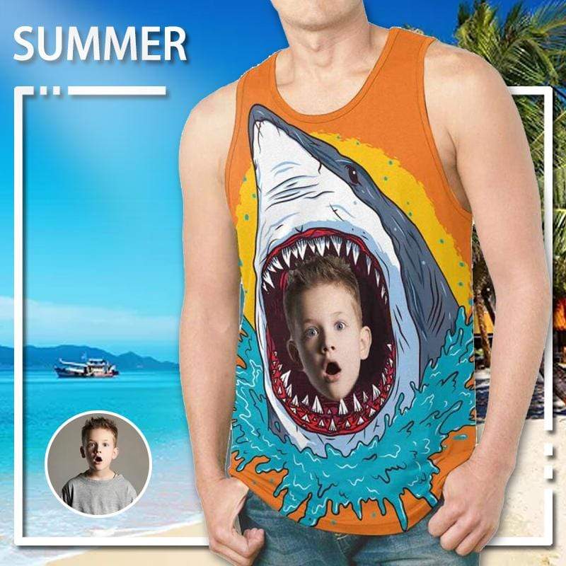 Custom Child Face Shark Men’S All Over Print Tank Top