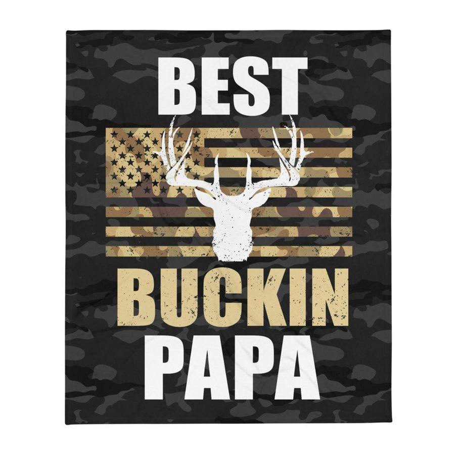 Best Buckin’ Papa American Flag – Best Idea Gift For Dad, Gift For Home Decor, Gift For Family  – Fleece Blanket