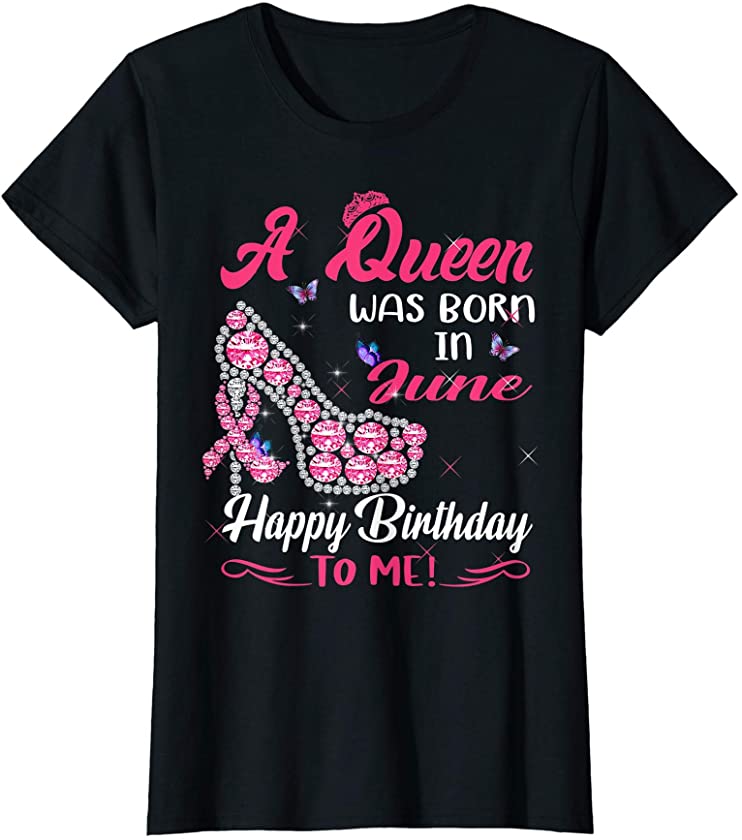 Womens Queens Born June Black Girl – October Birthday Mask T-Shirt