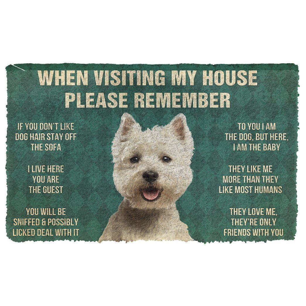 Gearhumans  GearHuman 3D Please Remember White Terrier Dog’s House Rules Doormat