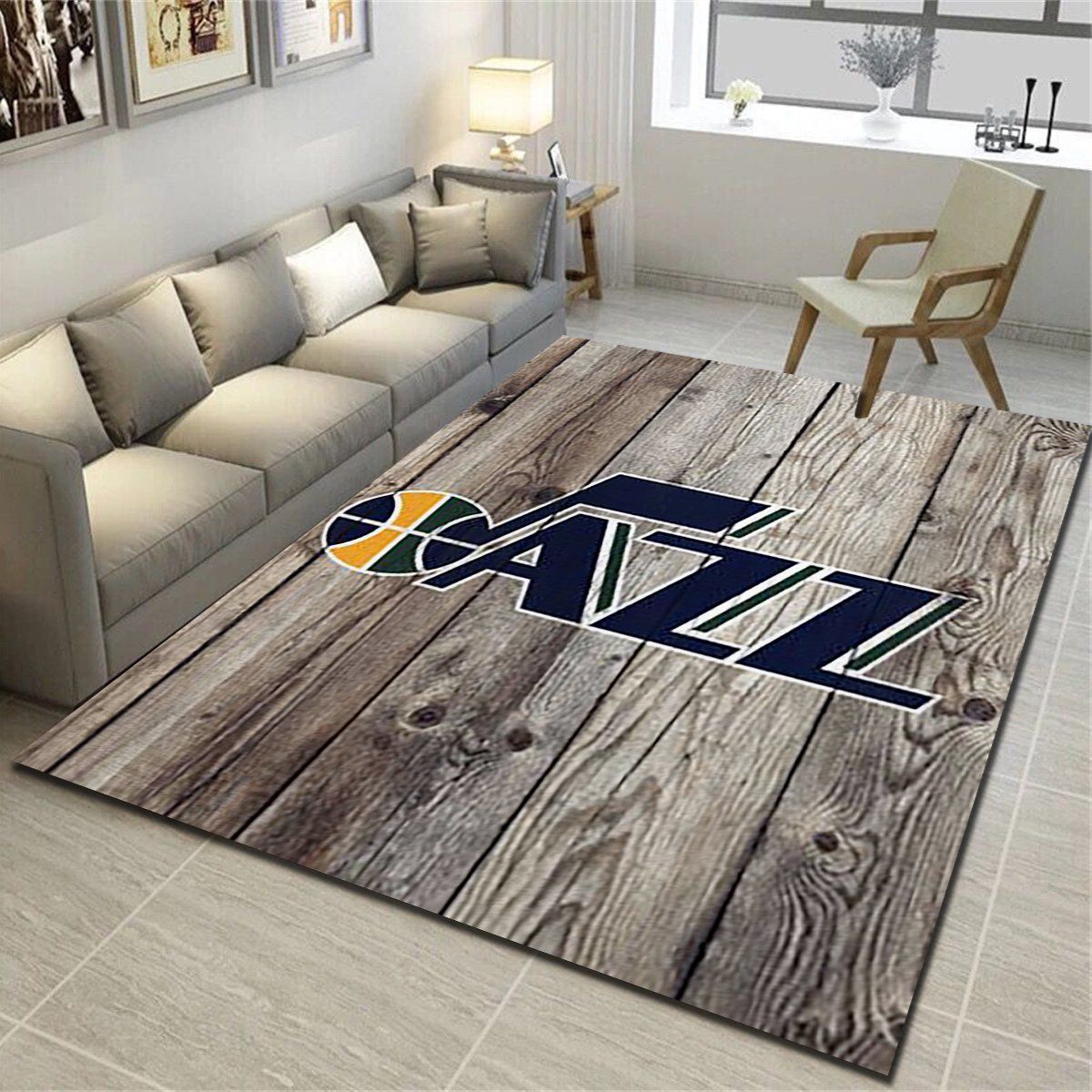 Utah Jazz Area Rug, Basketball Team Living Room Bedroom Carpet, Fan Cave Floor Mat