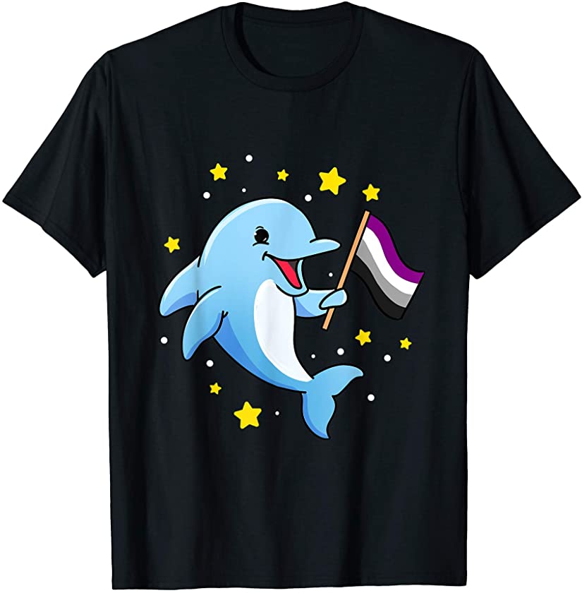 Asexual Dolphin Asexual Pride Flag T-Shirt