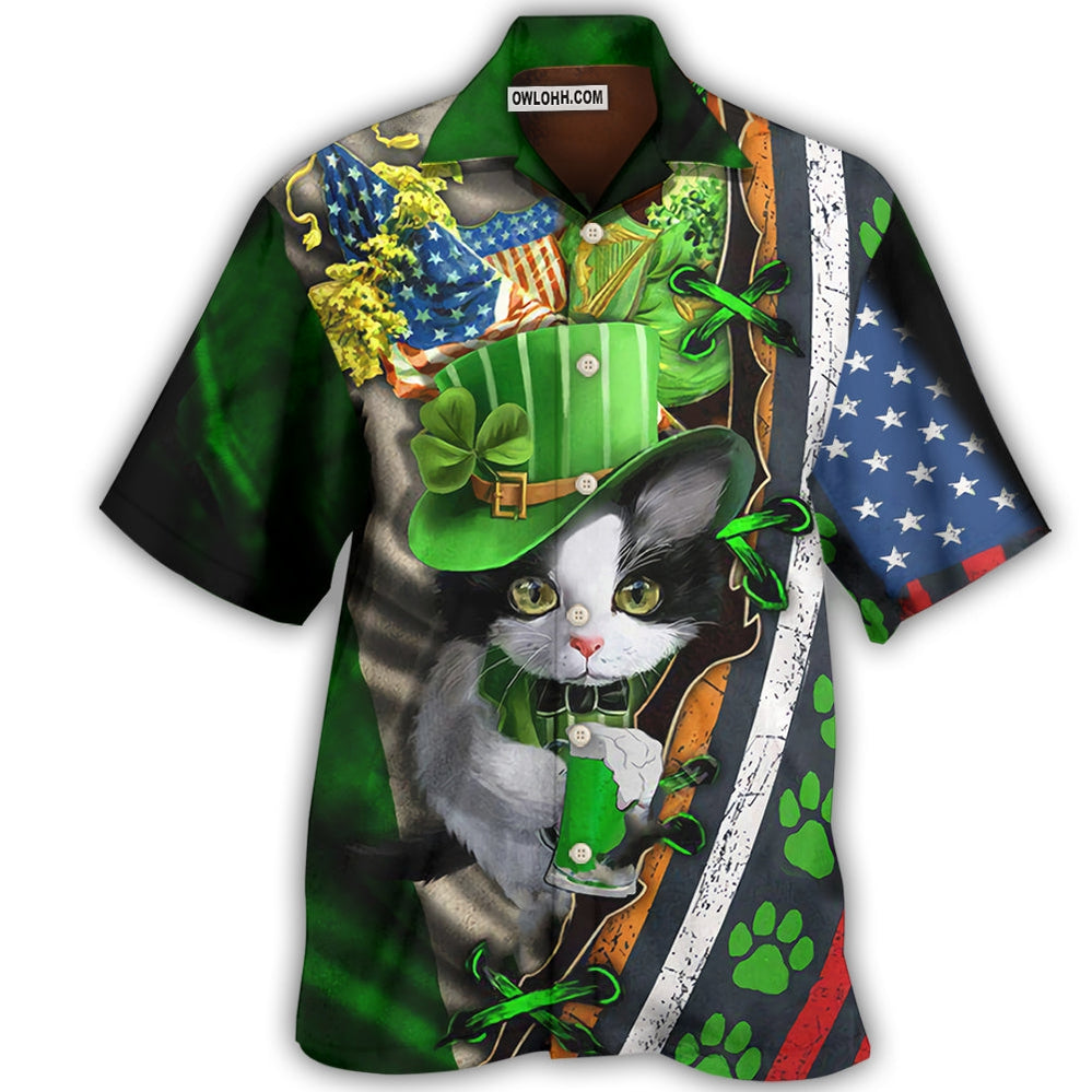 Irish Black Cat It’S Not A Party Until An Irish Cat Show Up – Hawaiian Shirt  – Owl Ohh
