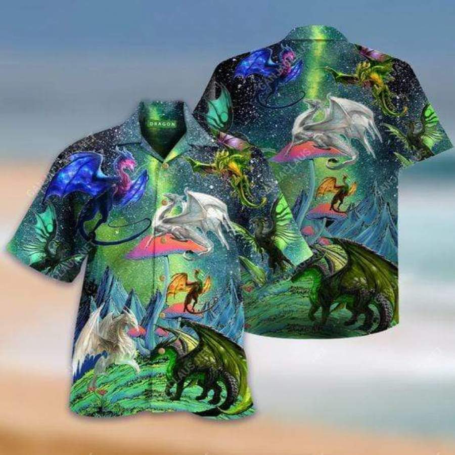 Hawaii Aloha Shirts Dragons In Northern Lights
