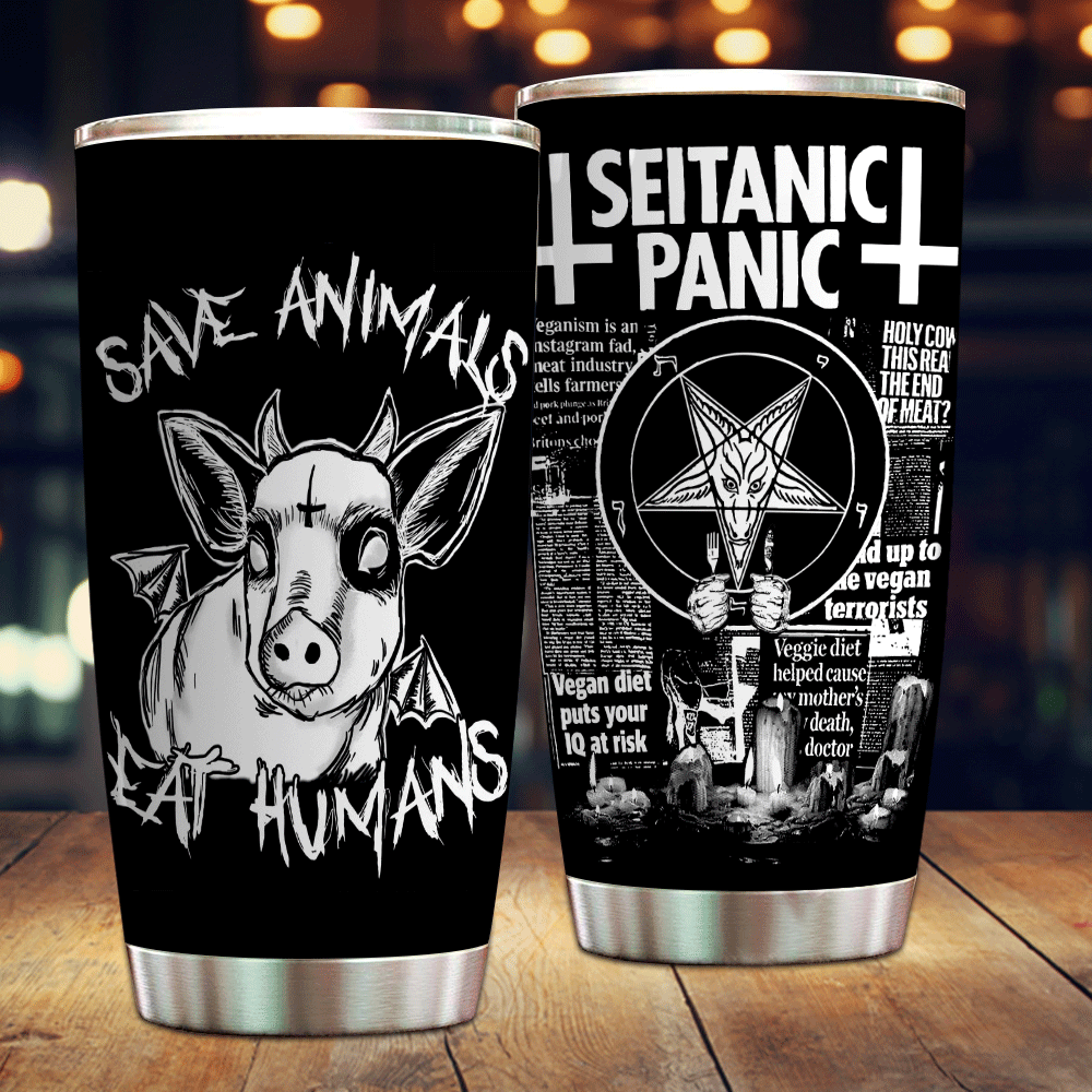 Vegan X Satan Tumbler Save Animals Eat Humans