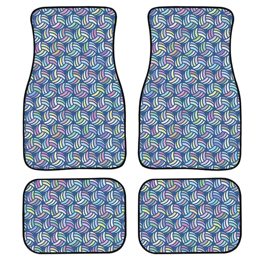 Pastel Volleyball Pattern Print Front And Back Car Floor Mats, Front Car Mat