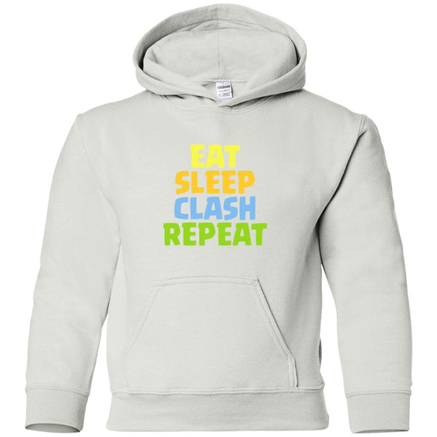 AGR Eat Sleep Clash Repeat Funny Gift Youth Pullover Hoodie