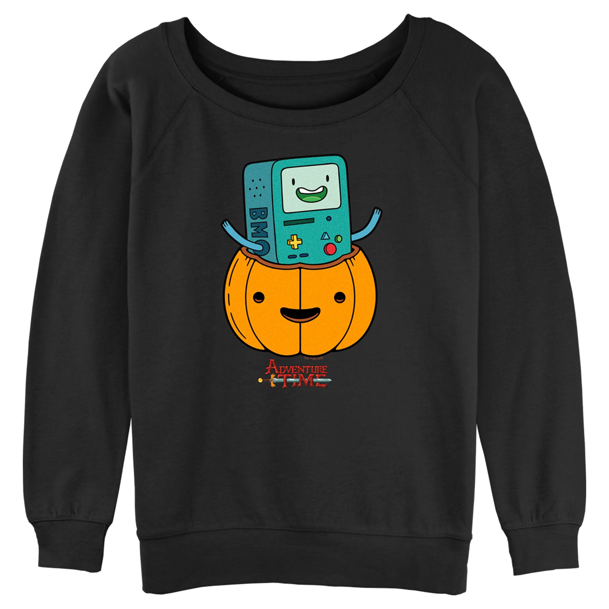 Junior’S Adventure Time Halloween Bmo Jack-O’-Lantern Sweatshirt