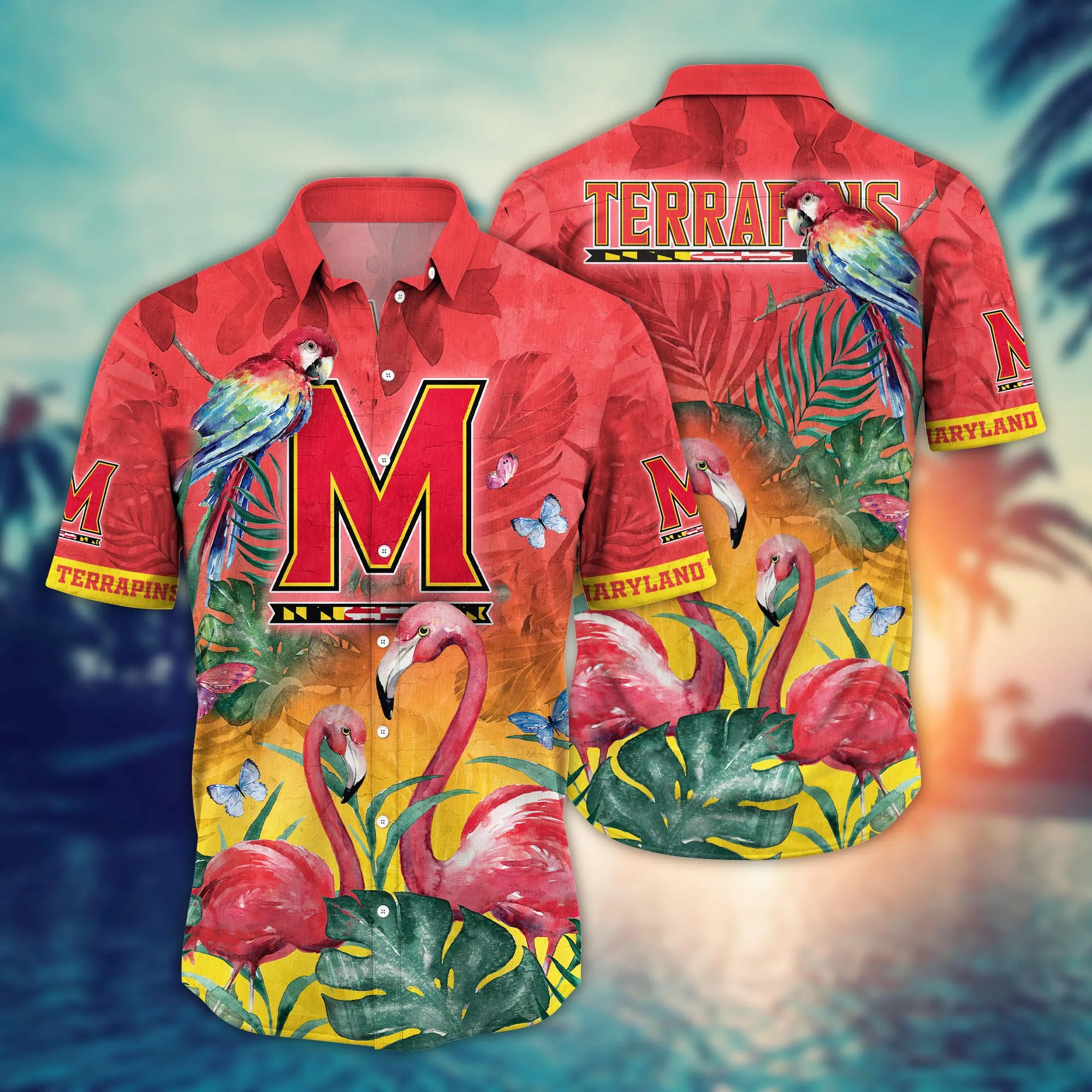 Maryland Terrapins NCCA Hawaiian Shirt Blooming Flowers Aloha Shirt