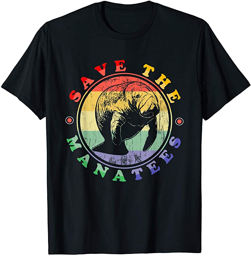 Save The Manatees Love Manatees Animal Retro Manatee T-Shirt