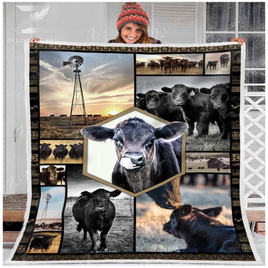 Zalooo – Fleece Blanket – Cow – Black Angus Cattles