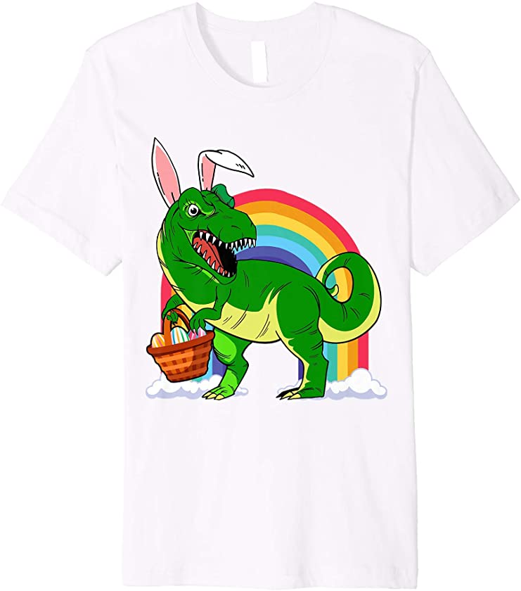 Cute Trex Bunny Ears Easter Day Egg Basket Boys Girls Kids Premium T-Shirt