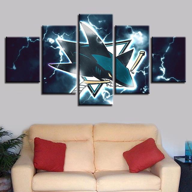 5Pcs San Jose Sharks Canvas Wall Art For Living Room 9175