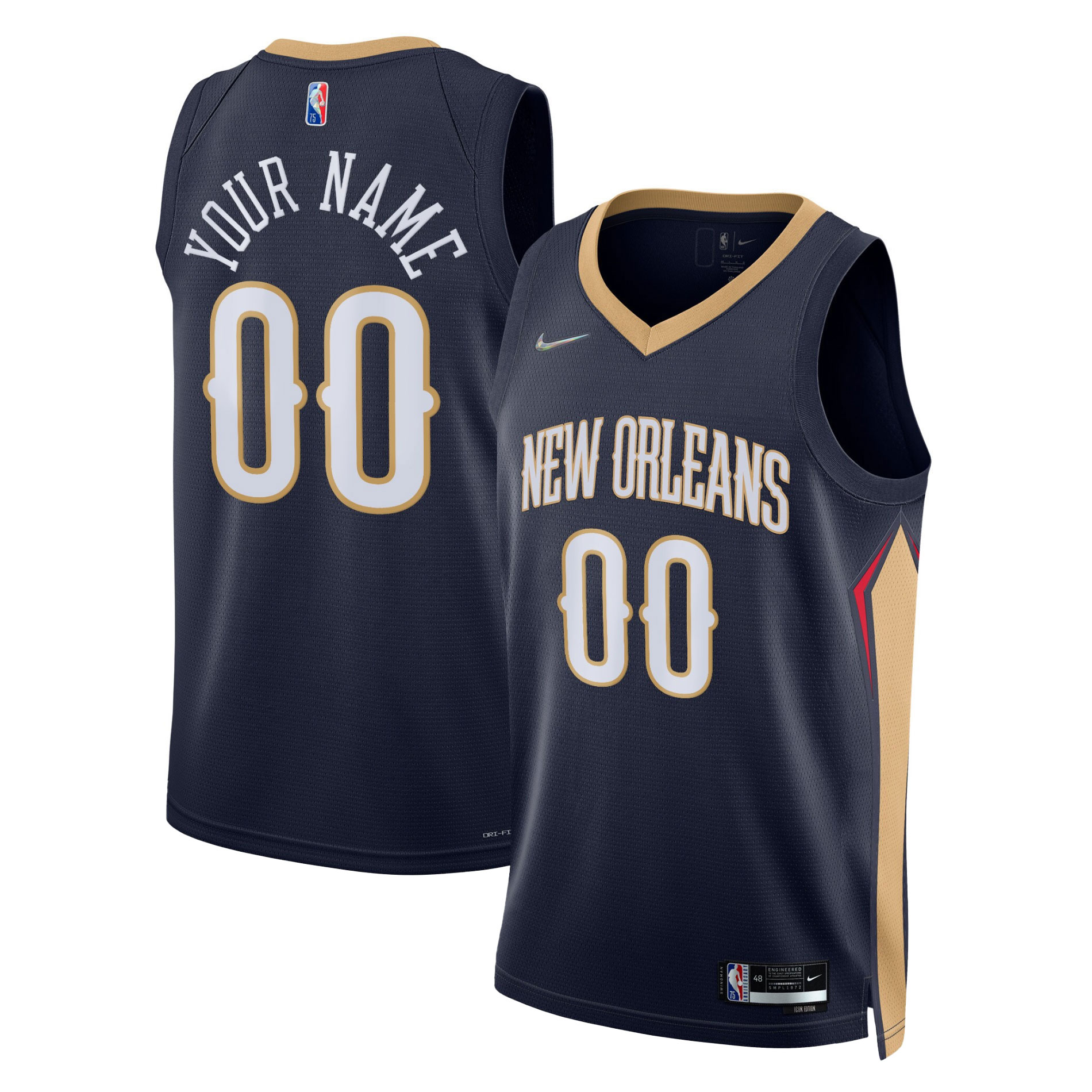 New Orleans Pelicans 2021/22 Diamond Swingman Custom Jersey – Icon Edition – Navy