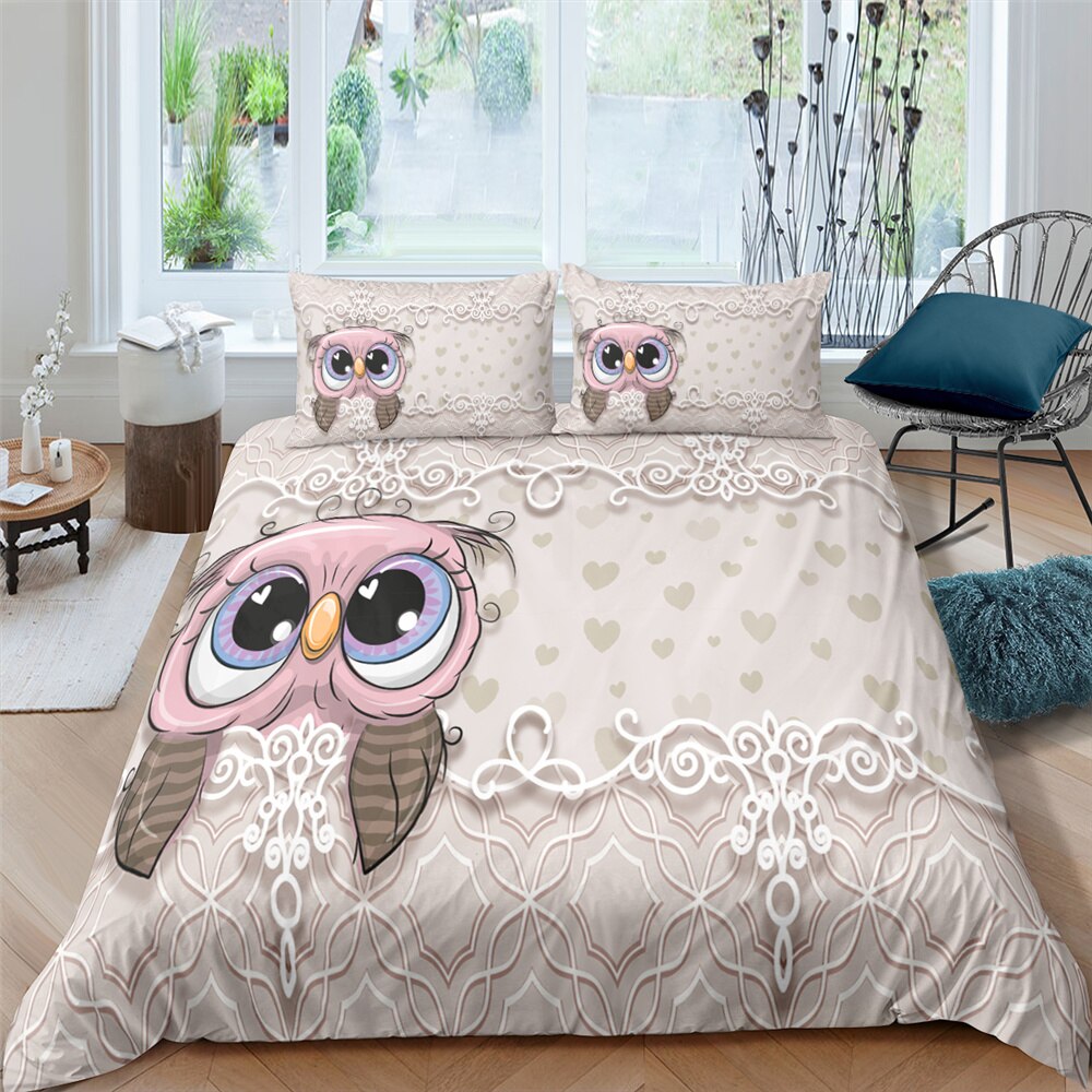 Home Textile Bed Cover Kawaii Cute Cat Elephant 3D Bedding Set Cartoon Duvet Cover Bedding King Queen Sizes Bed Set Printed