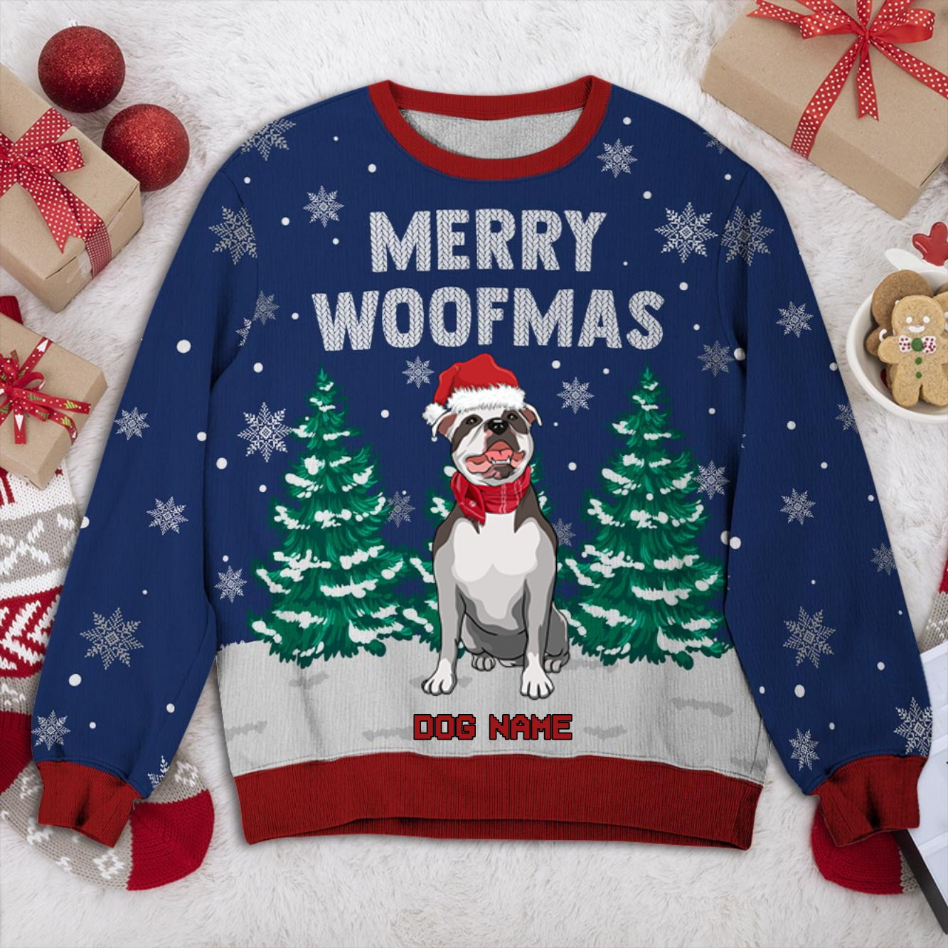 Staffordshire Bull Terrier Personalized Sweater, Dog Ugly Christmas Sweater