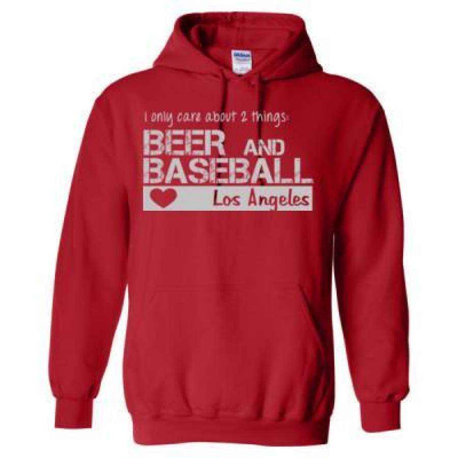 AGR Los Angeles Angels of Anaheim I Only Care About 2 Things Beer And Baseball – Heavy Blend™ Hooded Sweatshirt